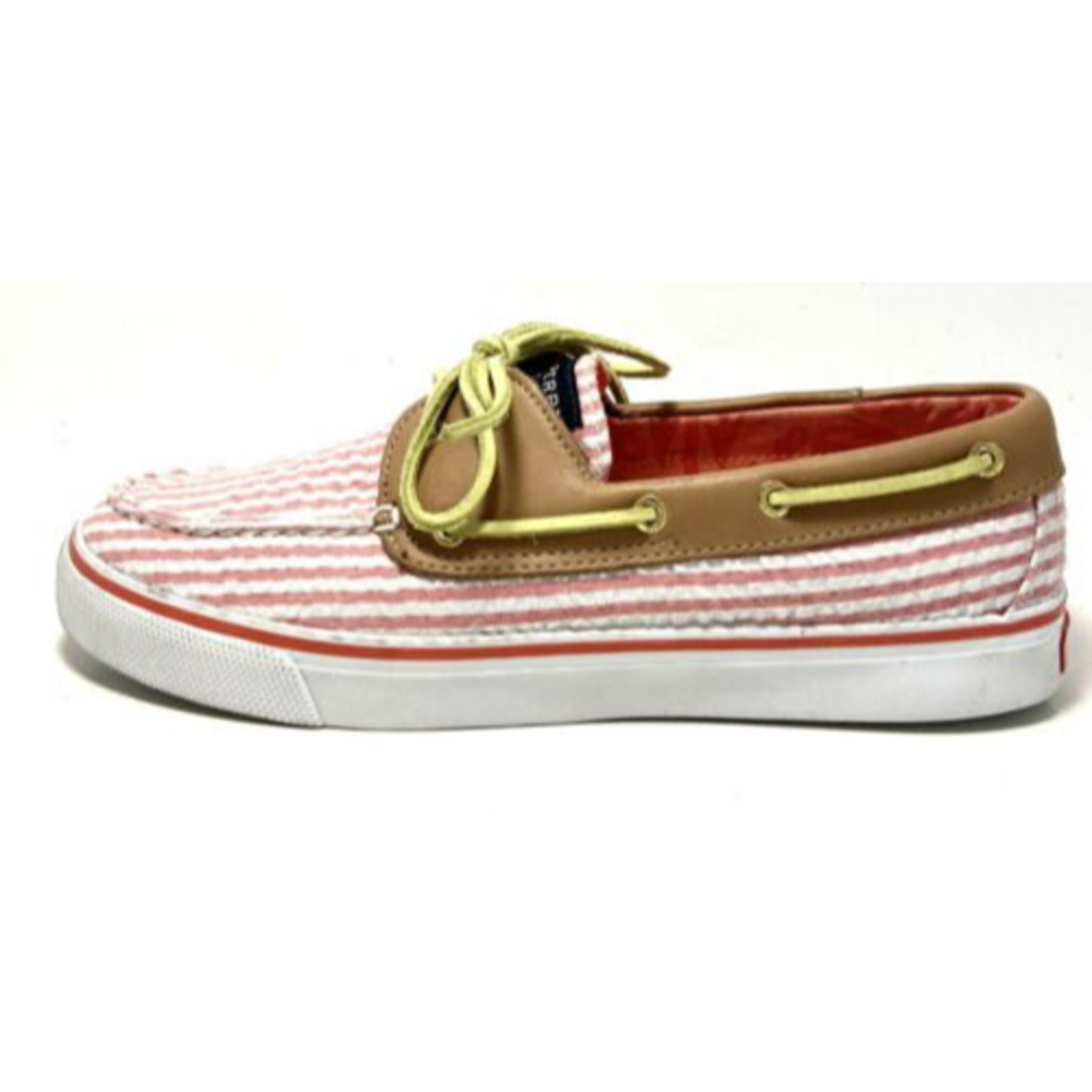 Sperry Top-Sider Bahama Pink, White Striped Seersucker Women’s Shoe Size 9M